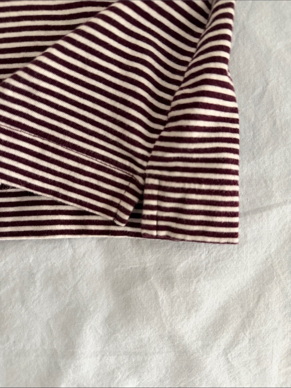 Loft dark maroon/white striped long sleeve tee. Size M. - Picture 7 of 10